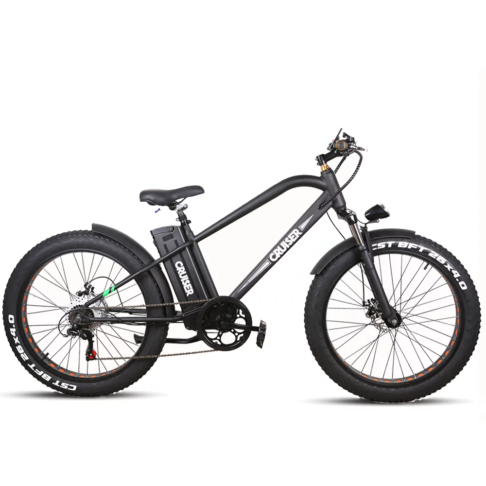 Nakto 26in SUPER CRUISER Fat Tire Electric Mountain Bicycle/Bike for adults 500w Motor 48v 12Ah Li-Ion Battery 5 Pedal Assist Levels
