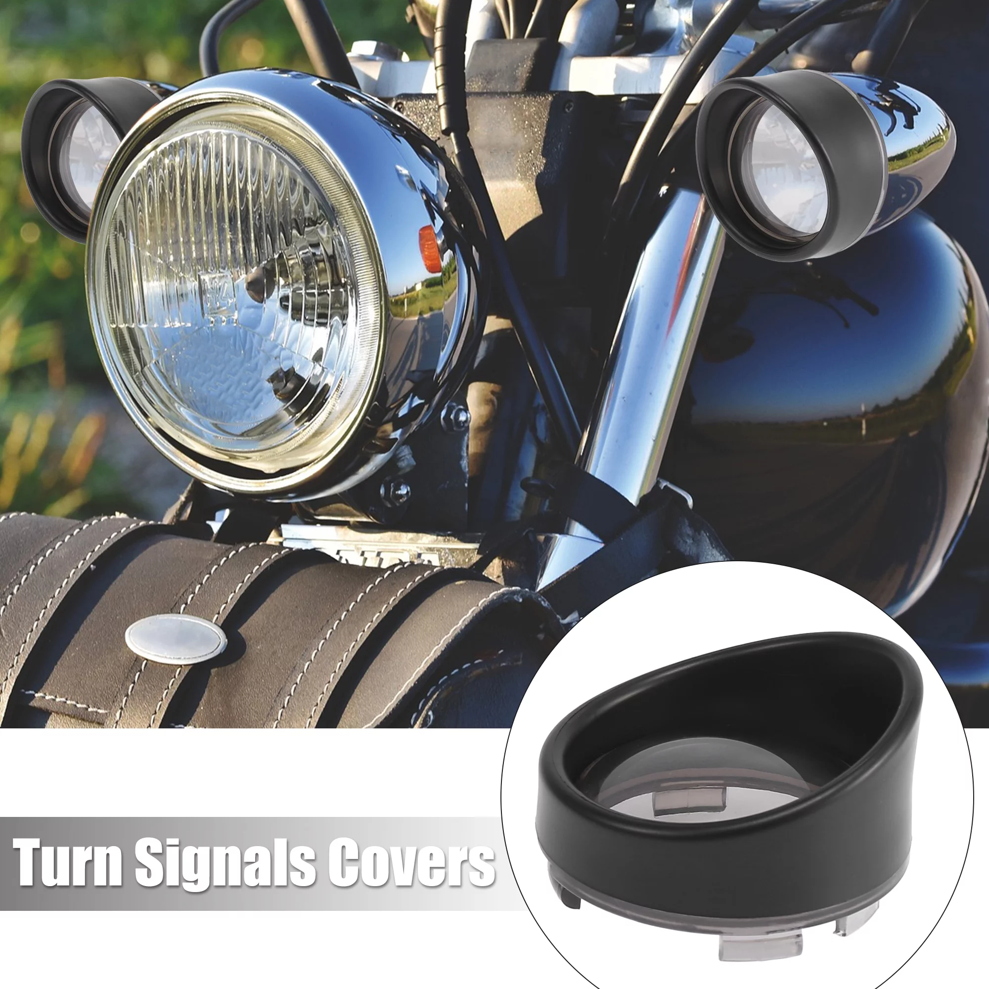 2pcs Black Gray Motorcycle Turn Signals Covers Light Lens Cover for Harley-Davidson Touring Sportster Dyna
