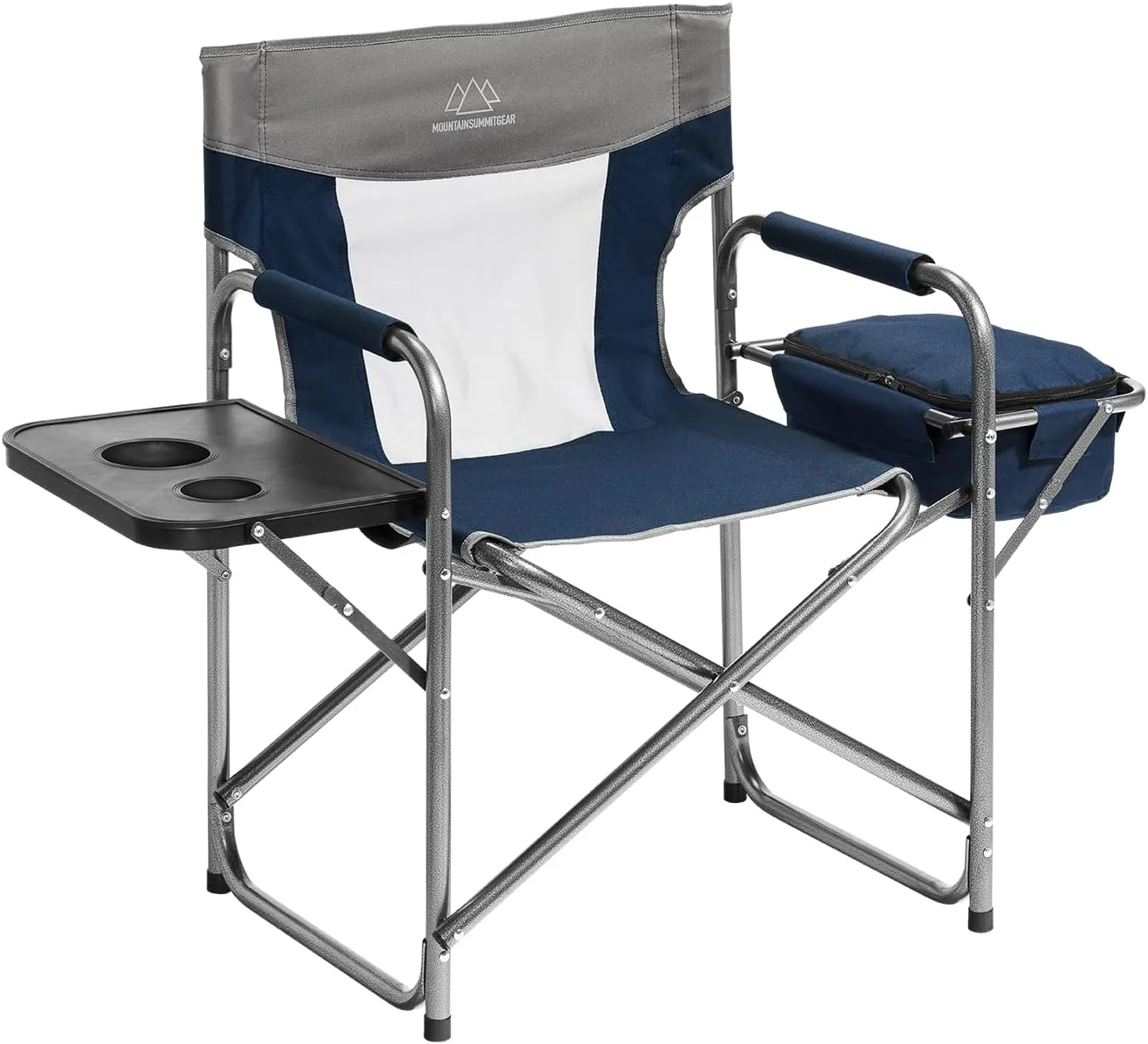 Foldable Cooler Chair with Attached Side Table for Camping/Hiking/Backpacking by Caddis Sports, Inc. (Navy)