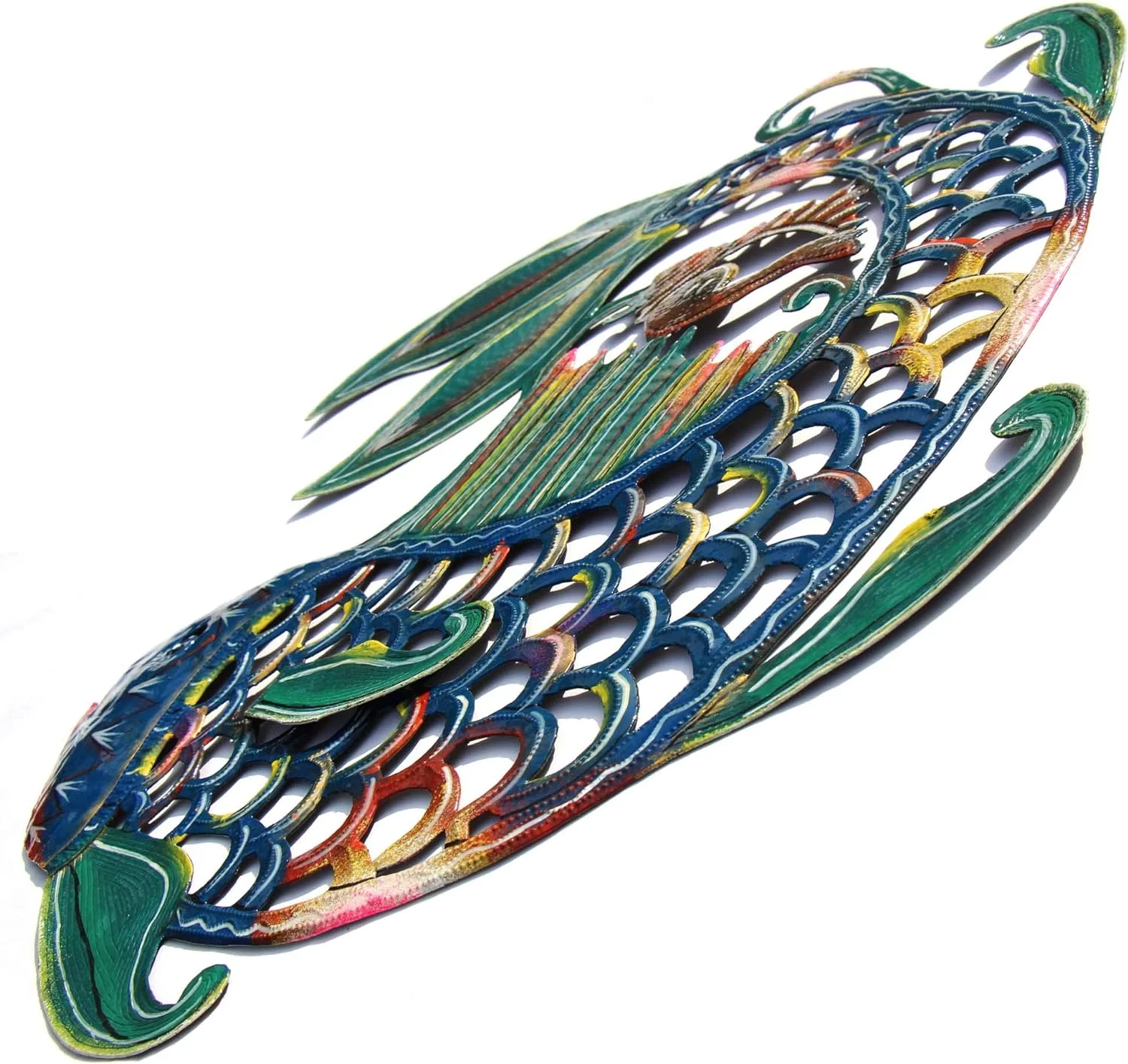 Recycled Hand-Painted Haitian Metal Wall Art Sea Life, Fish And Shell