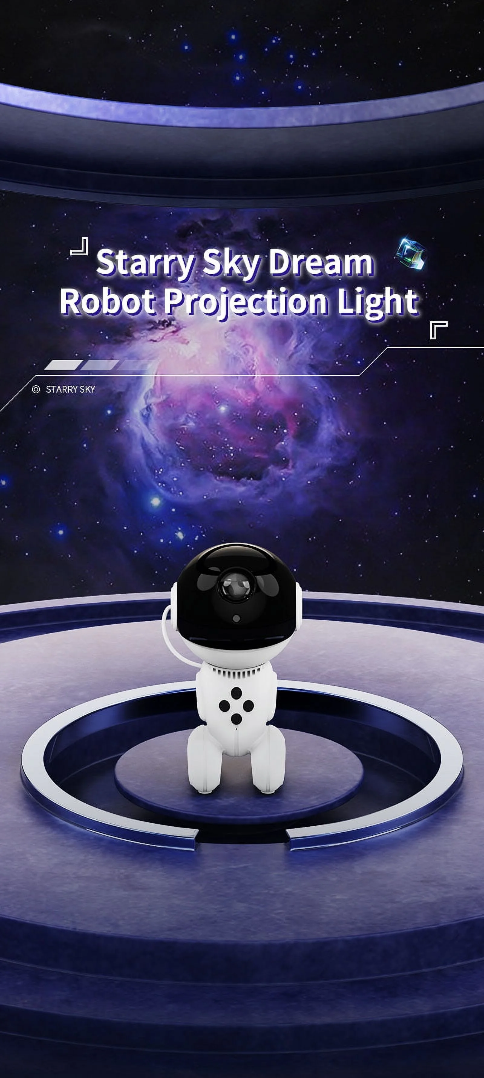 Robot Galaxy Starry Sky Projector, Astronaut Nebula Galaxy Star Night Light and White Noise Music Speaker App Control Galaxy Star Projector