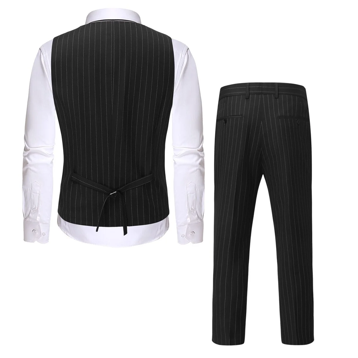 Cloudstyle Men's Suit 2 Piece Vest Set Slim Fit Dress Suit Stripe Casual Suit Waistcoat Pant