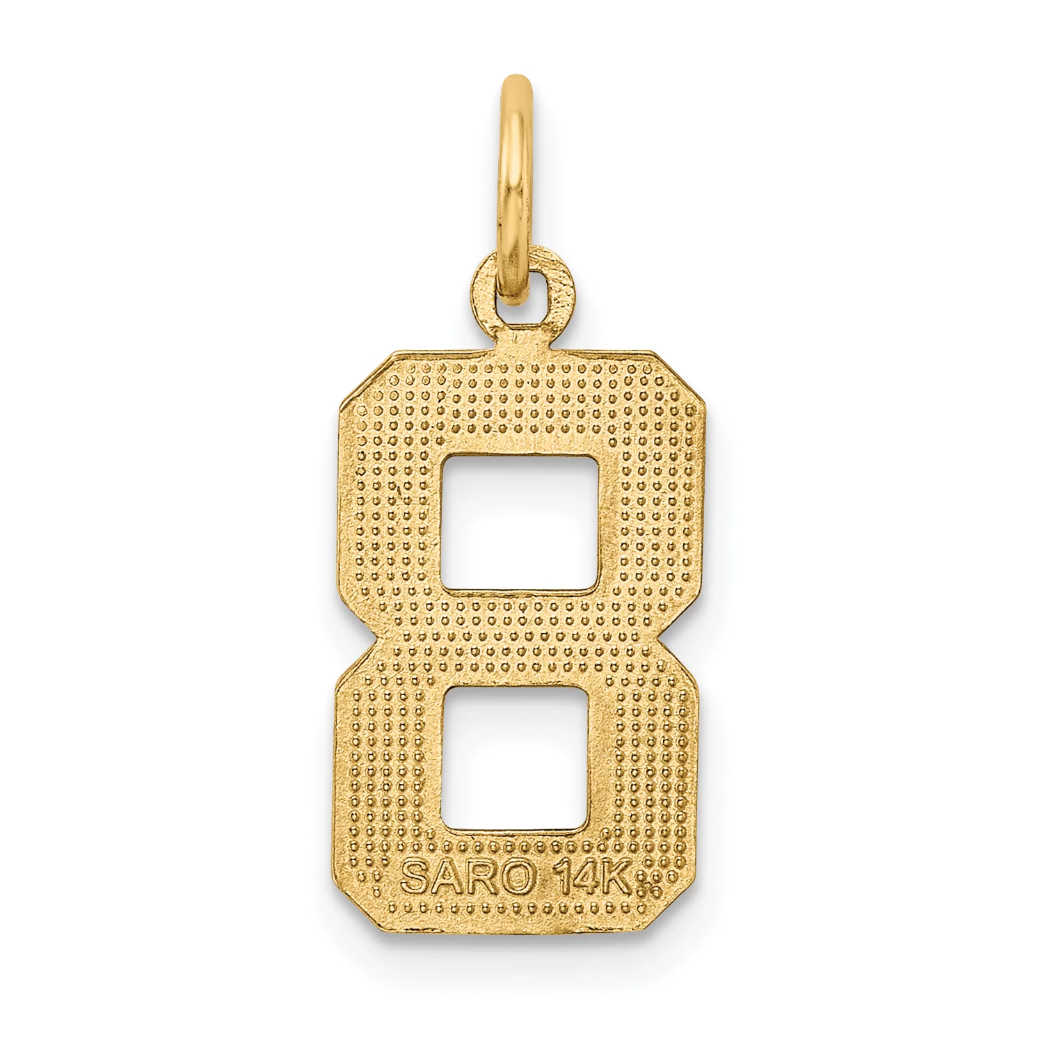 Carat in Karats 10K Yellow Gold Casted Medium Diamond-Cut Number 8 Pendant Charm (22mm x 9mm) With 14K Yellow Gold Lightweight Rope Chain Necklace 20''