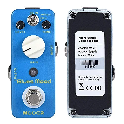 MOOER Blue Mood Blues Style Overdrive Guitar Effect Pedal 2 Modes(Bright/Fat) True Bypass Full Metal Shell