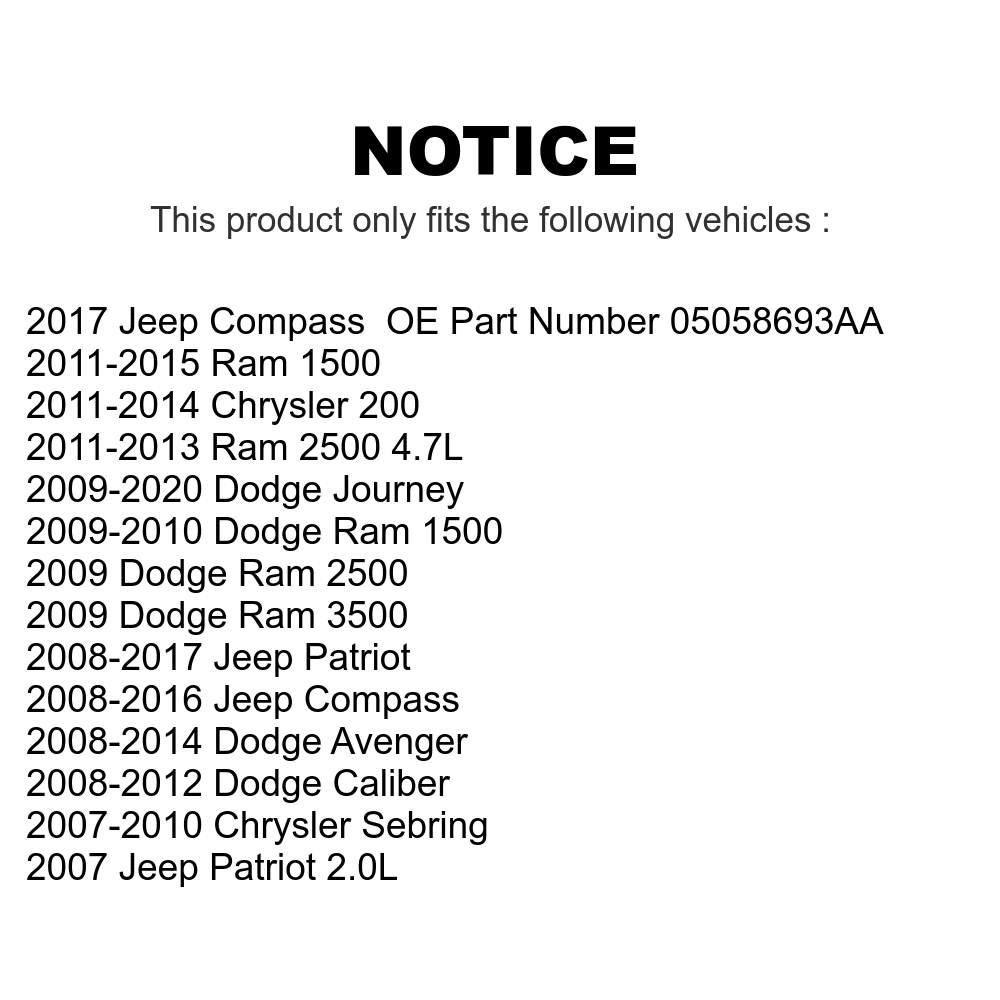 Cabin Air Filter (3 Pack) For Dodge Ram 1500 Jeep Journey Patriot Chrysler Compass Avenger 200 Caliber Sebring 2500 3500 K54-100143