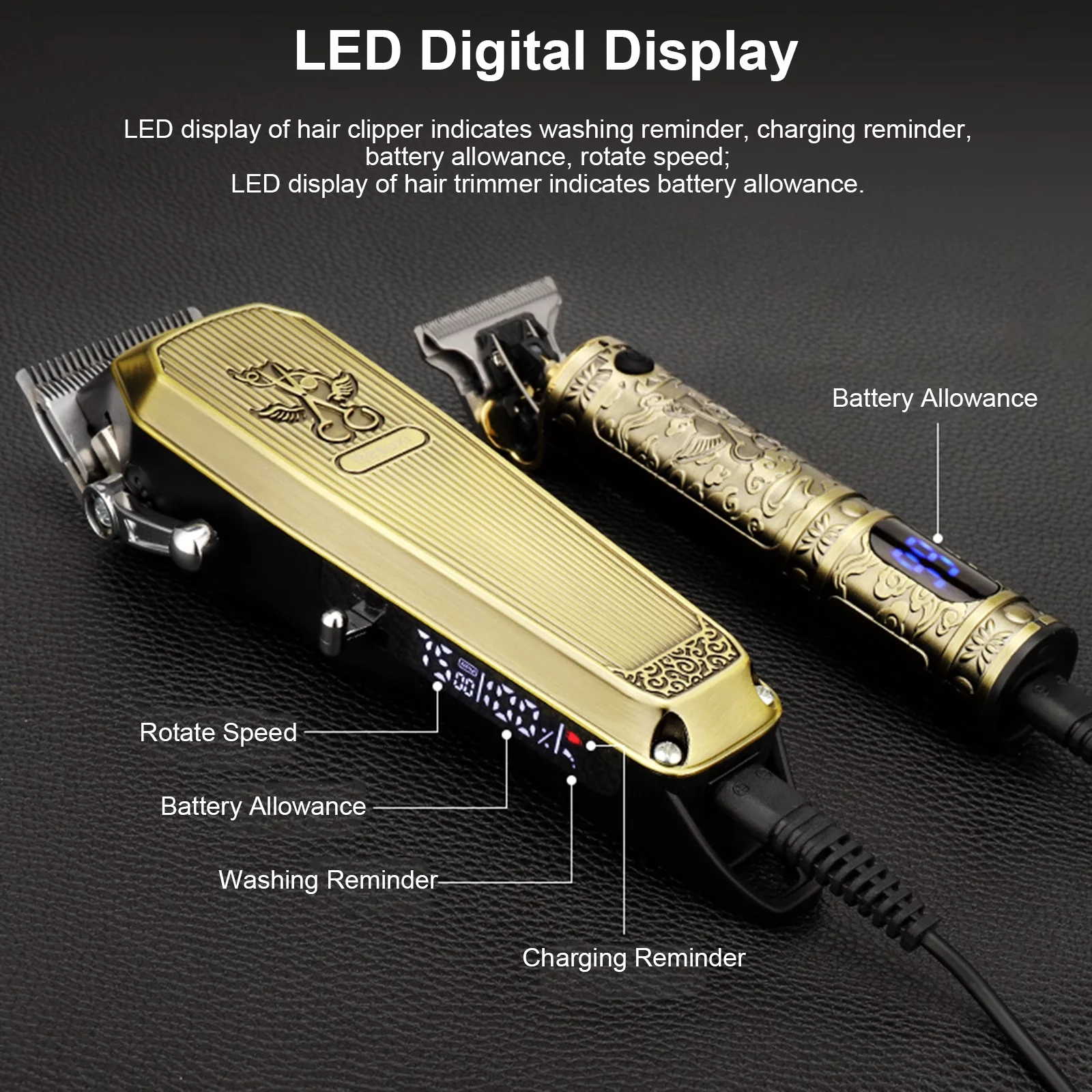 Bestauty Cordless Hair Trimmer Kit with 16 Guide Combs, Men's Haircut Clippers for Salon Barbers