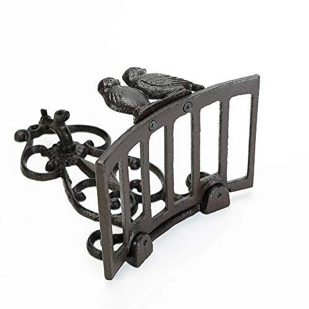 Sungmor Heavy Duty Cast Iron Garden Hose Holder - Small Water Hose Hanger Wall Mounted - Decorative Indoor Outdoor Hose Rack - 50FT 75FT 100FT Water Hose Butler Storage - Lovely Bird Tap Hose Stand