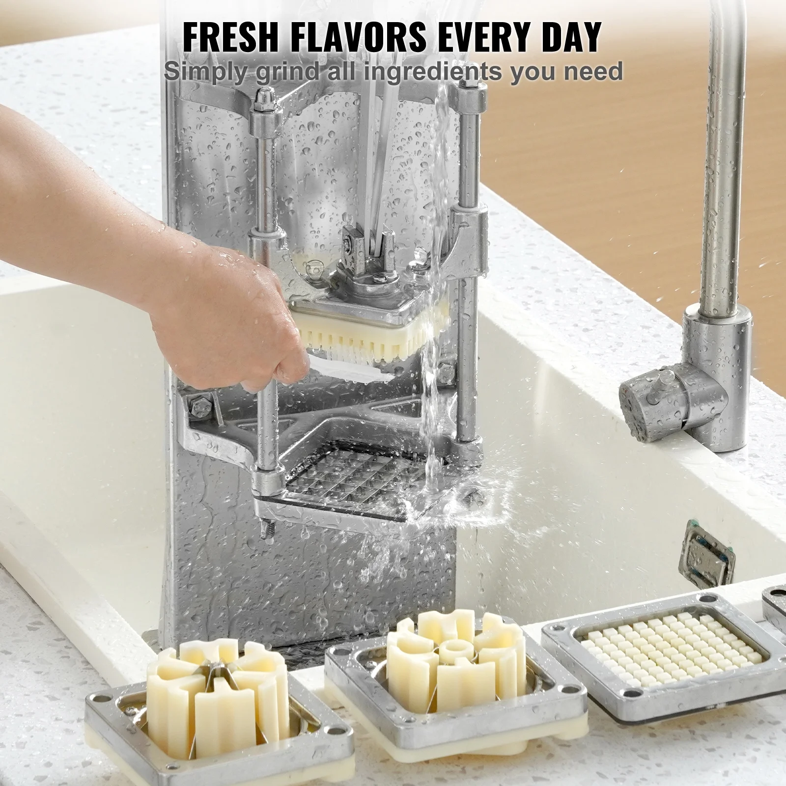 SKYSHALO Commercial Vegetable Dicer French Fry Cutter with 4 Blades Wedge Slicer