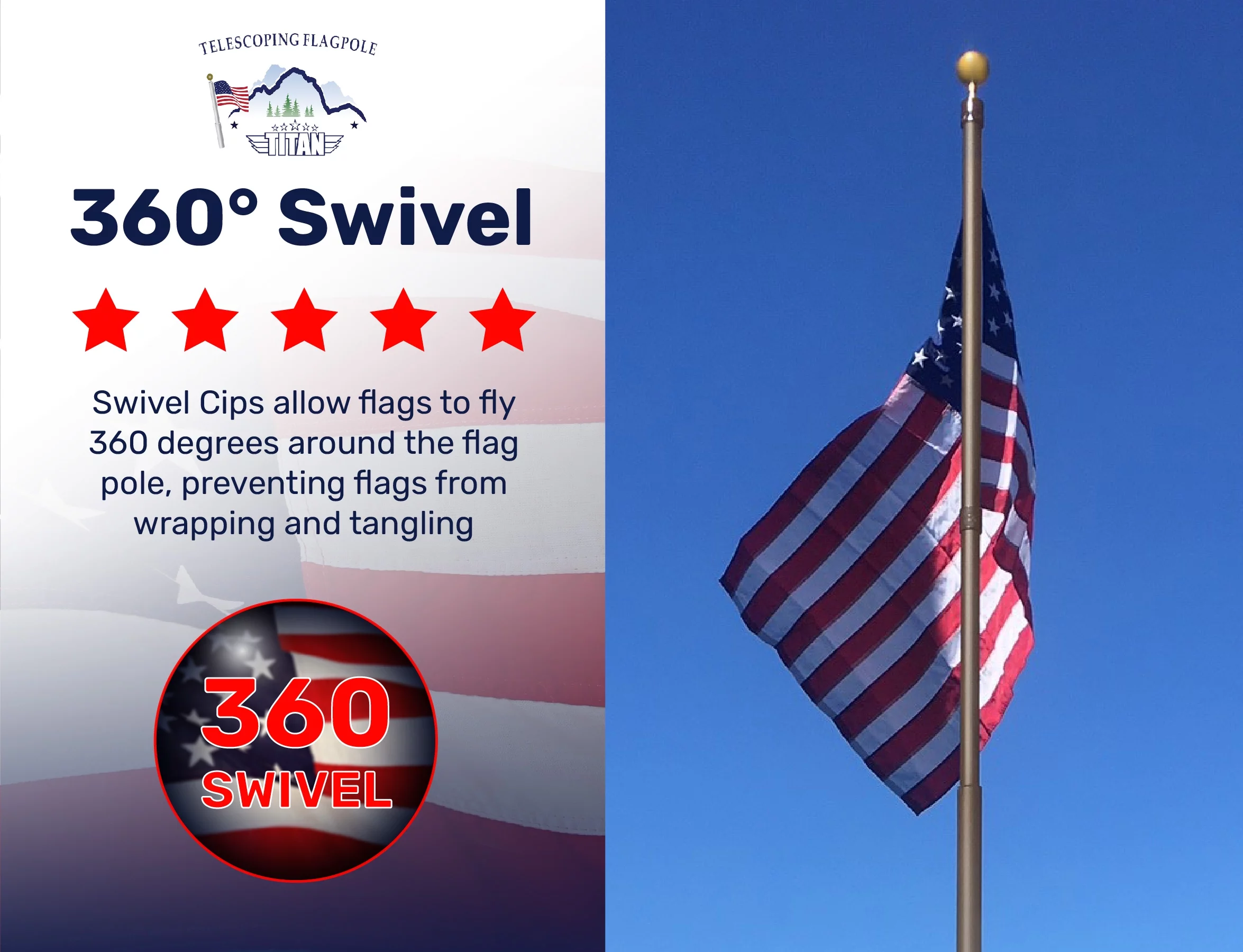 Titan Heavy Duty Aluminum Flag Pole Kit, Light Bronze 15 Feet