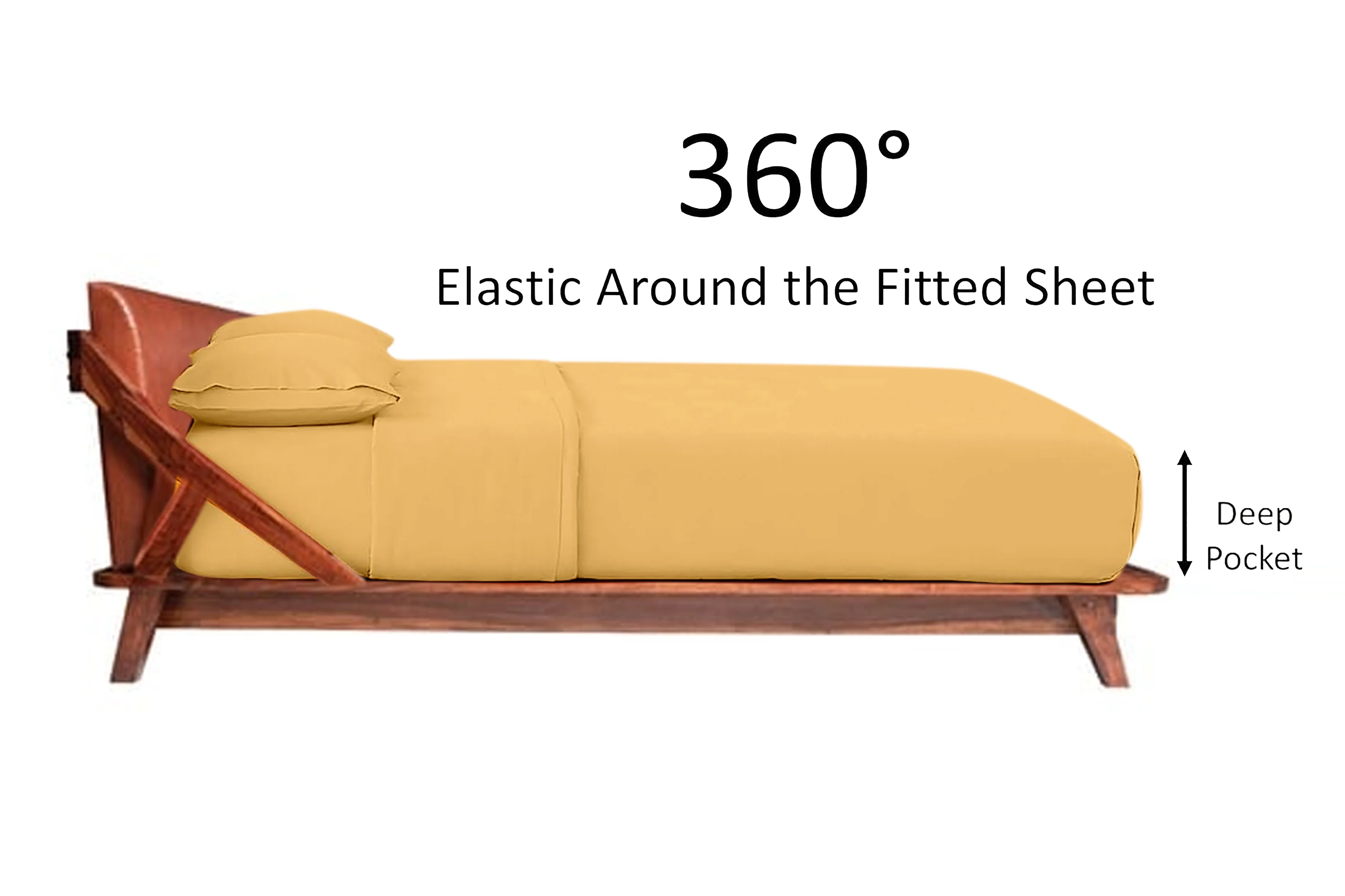 VEGAS HOTEL COLLECTION Superior Soft 800 Thread Count { 4-PCs } Sheet Set fits up to 14-15 Inch Deep { Pattern : Solid World Finest Egyptian Cotton (King, Gold)