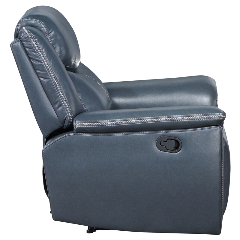 Pemberly Row Faux Leather Upholstered Motion Recliner Chair Blue