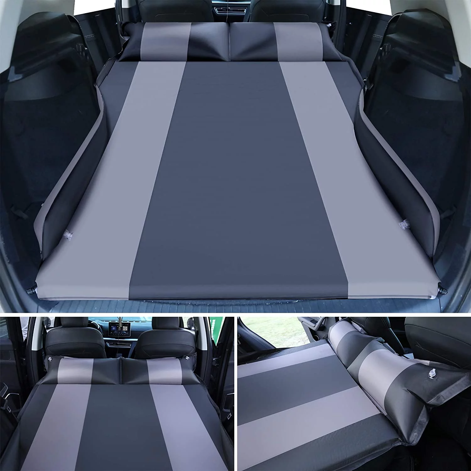 Automatic SUV air Mattress, Self Inflating Sleeping pad for car Camping or Tent Camping, Self-Inflatable Car Mattress with Inflatable Pillow Used for Minivan/SUV/Truck Back seat (Black)