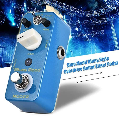 MOOER Blue Mood Blues Style Overdrive Guitar Effect Pedal 2 Modes(Bright/Fat) True Bypass Full Metal Shell