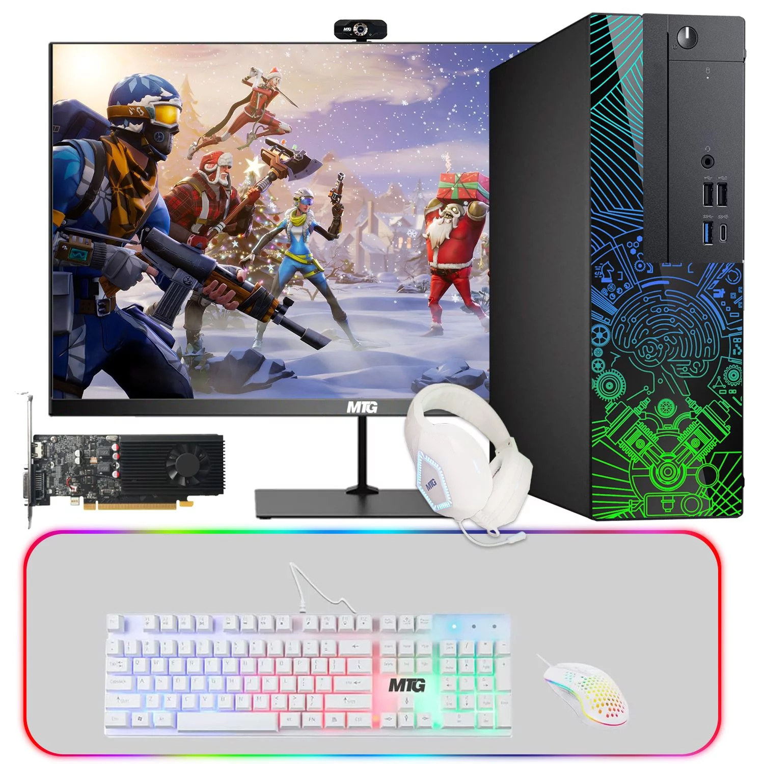 Restored Lumos 8 Gaming Desktop PC, Intel Core i7, 16GB RAM, 512GB SSD, GT 1030 2GB DDR5 Graphics Card, 27 Inch 165hz Gaming Monitor, RGB Front Panel 385 Patterns, RGB Kit, Win 11 Home (Refurbished)