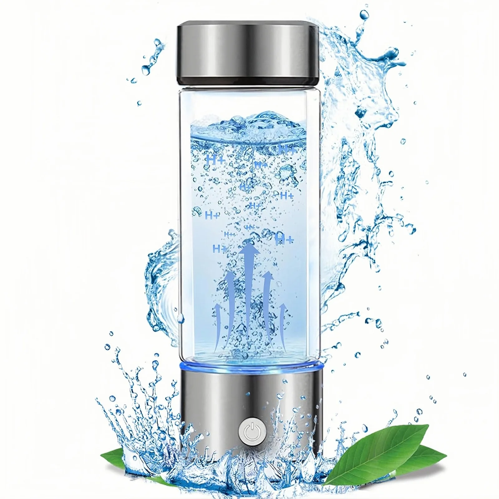 BITOUSHI Hydrogen Water Bottle, Rechargeable Portable Hydrogen Water Ionizer Machine, PEM SPE Technology, 420ml Real Hydrogen Water Bottle Generator for Indoor/Outdoor Drinking - Silver