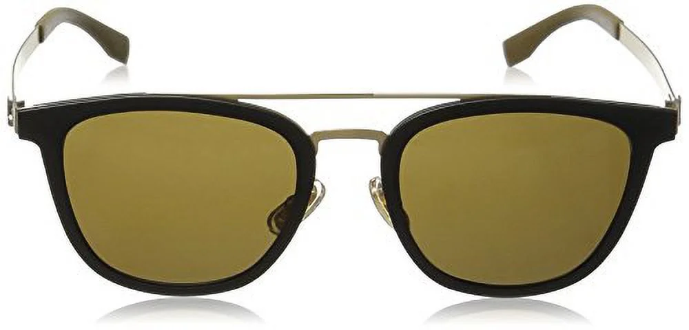 BOSS by Hugo Boss Men's B0838s Square Sunglasses, Black Gold/Brown, 52 mm