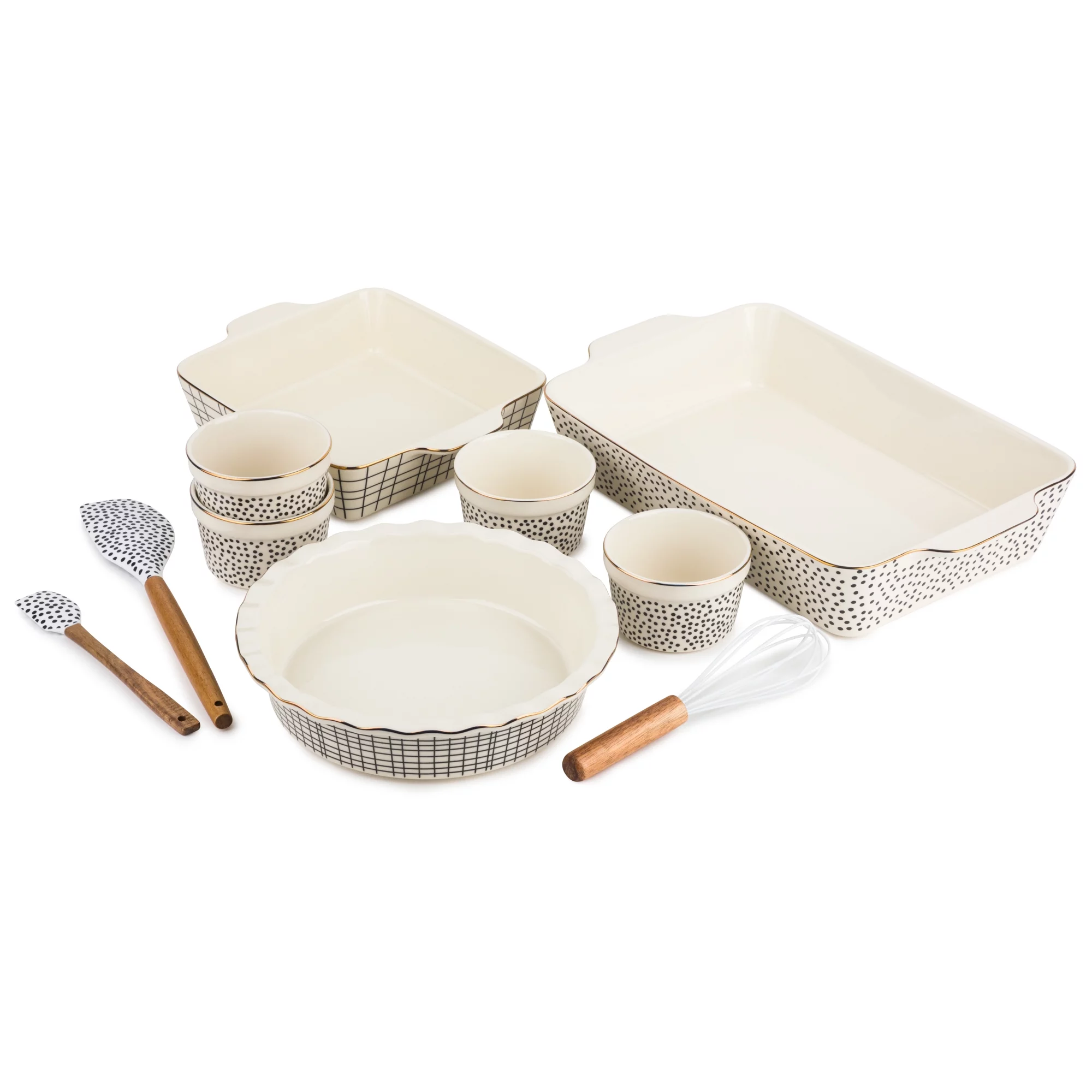 Thyme & Table 10-Piece Ceramic Bakeware Set with Pointed Spatulas & Whisk