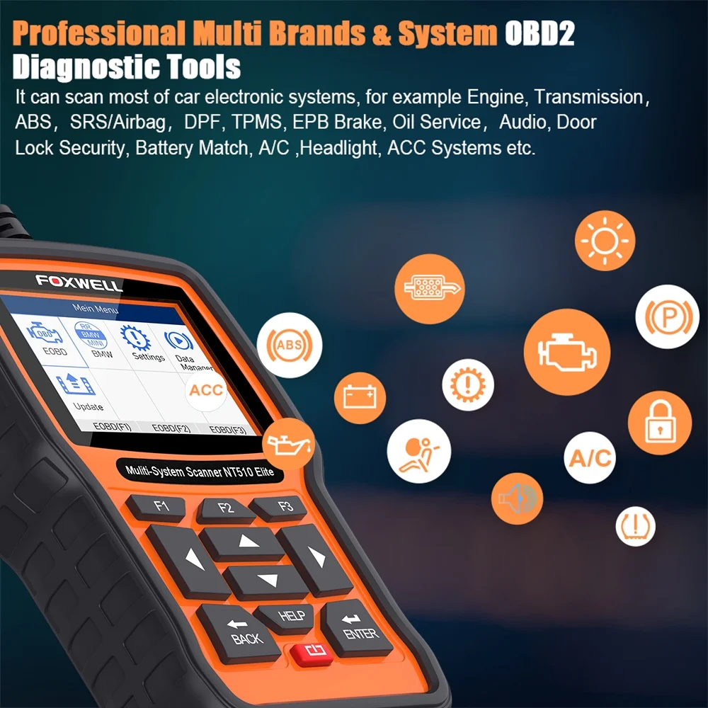 Foxwell OBD2 Scanner Full System Scan Car Diagnotic Tool Bidirectional OBD2 Scanner SAS ABS DPF Oil Reset