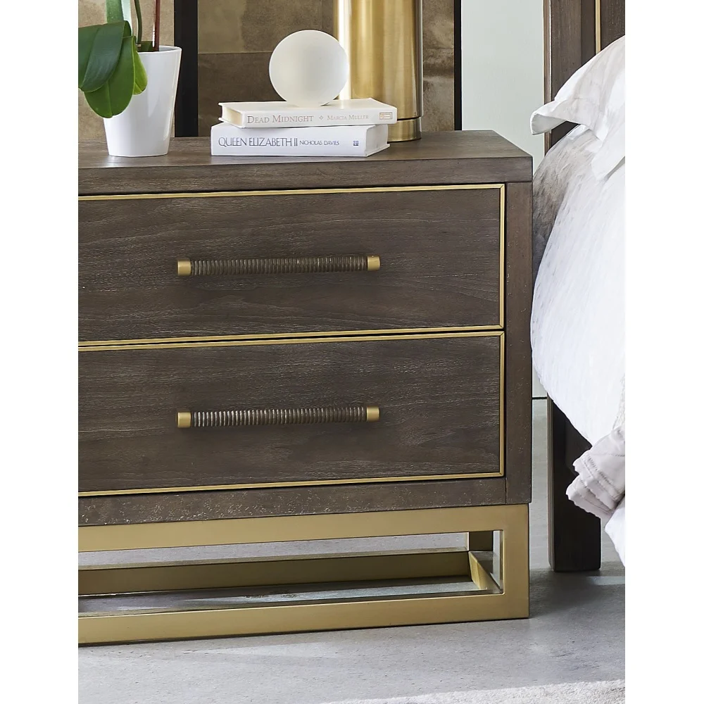 DeeHome Bridgevine Home Tango 2 Drawer Nightstand, No Assembly Required, Sandblasted Walnut Finish