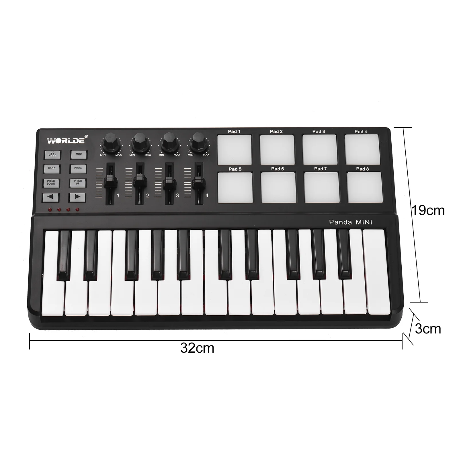 MIDI controller,Panda Drum Pad Midi 25-key Usb And Portable 25-key Usb And Drum Pad Rusuo Rookin Lanru