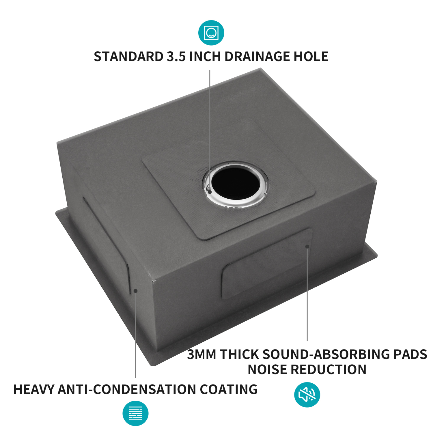 ZJbiubiuHome 23 Inch Undermount Sink - Single Bowl Stainless Steel Kitchen Sink 18 Gauge 9 Inch Deep Kitchen Sink