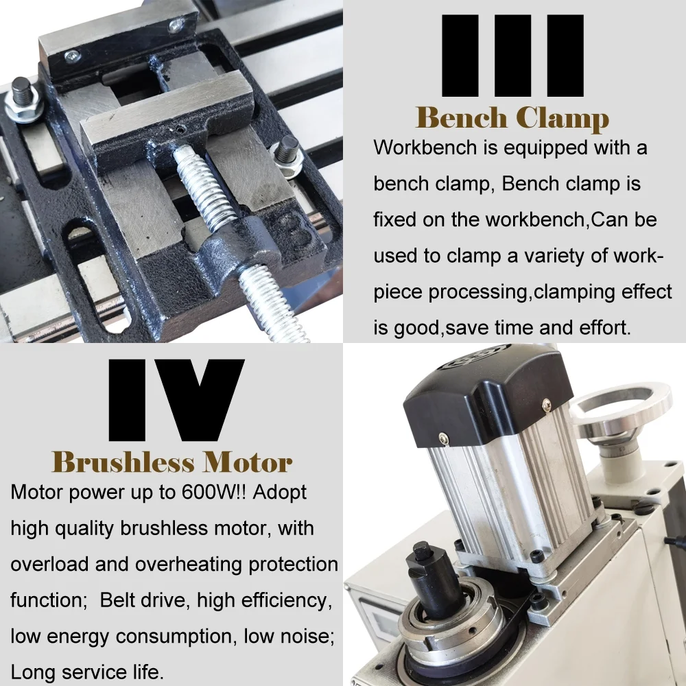 EQCOTWEA Brushless Precision Milling and Drilling Machine Benchtop Horizontal Lathe