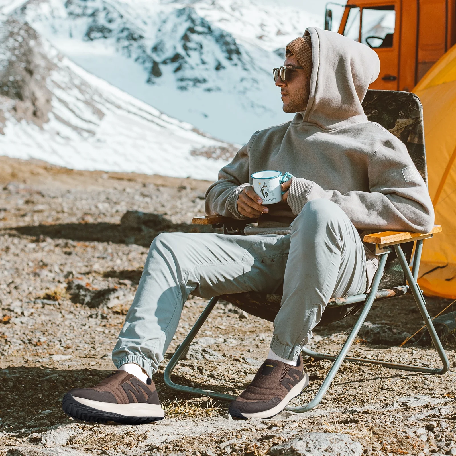 FitVille Men's Wide Hiking Shoes Slip on Walking Shoes Trekking Hiking Sneakers with Arch Support (Brown, 8 Wide)