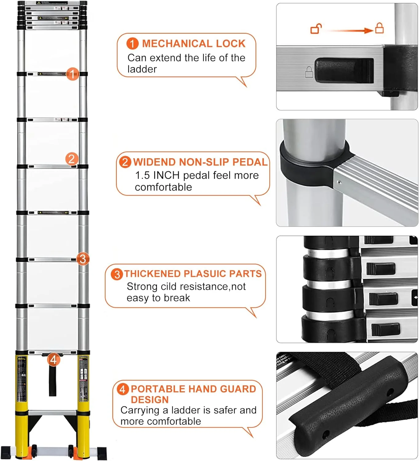 Telescoping Ladder 18Ft/5.6M Aluminum Extension Ladder W. Wheels & Nonslip Block Compact Portable Collapsible Ladder For Home Outdoor Industrial,Load Up 330 Lb,Fit In Car Trunk
