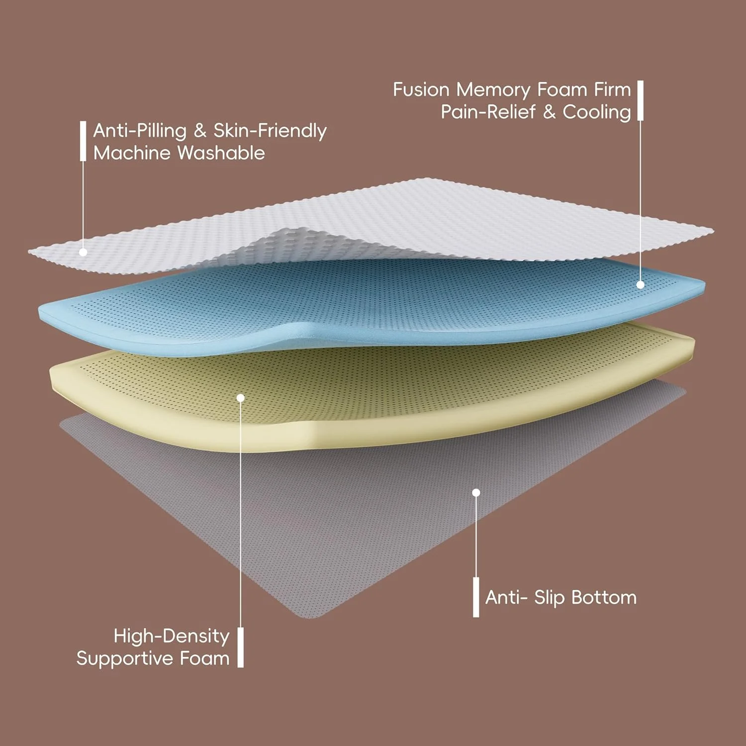 3 Inch Memory Foam Mattress Topper Twin Size,Gel Infused Bed Toppers with Washable Cover - High Density Dual-Layer Foam,Relieve Pressure Points,CertiPUR-US Certified.