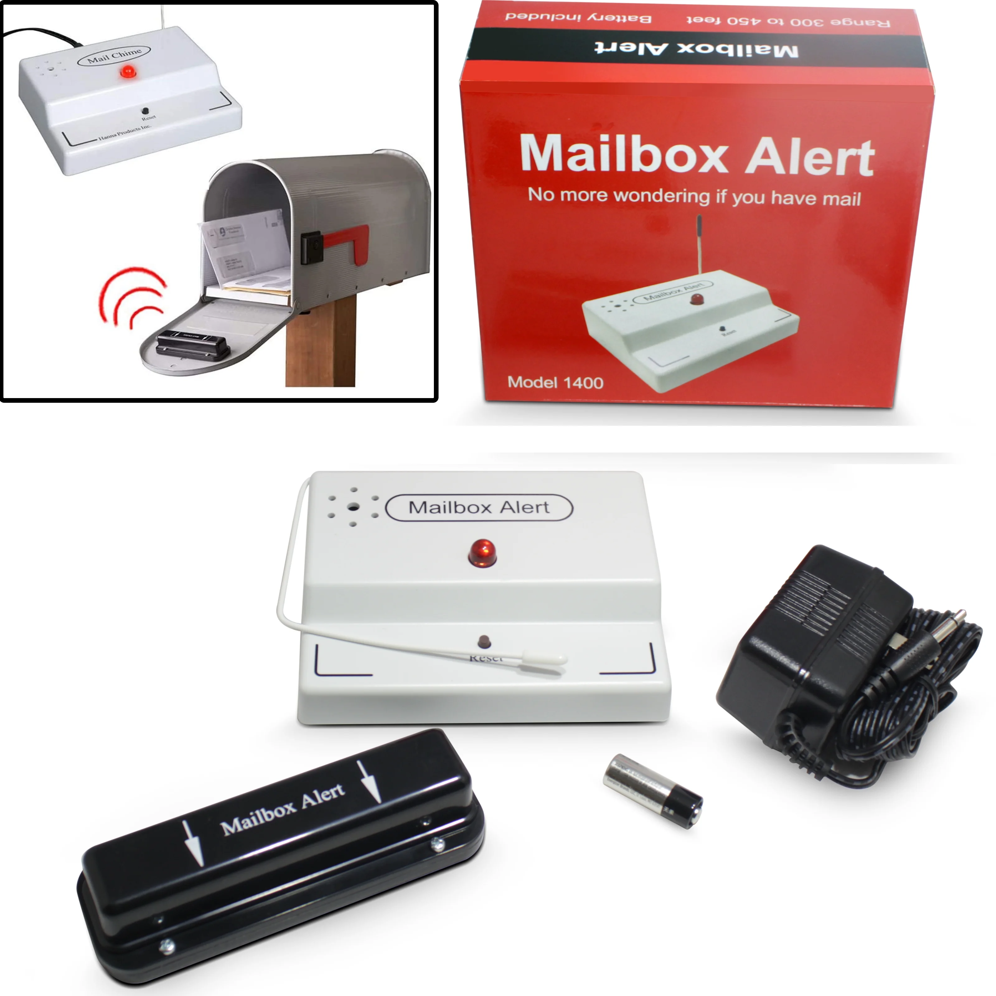 Mail Chime Model-1400A Mail Alert Wireless Mailbox Notification System