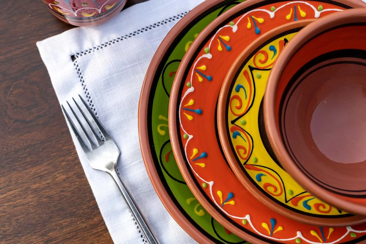 CXIAN Spanish Terracotta 5-Piece Salad Plate Set, Multicolor