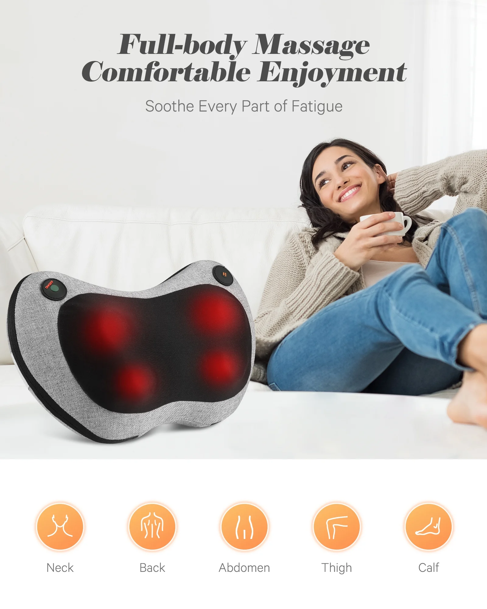 Naipo Shiatsu Neck Back Massager with Heat, Electric Massager Deep Tissue Kneading Massage to Relief Shoulder Muscles
