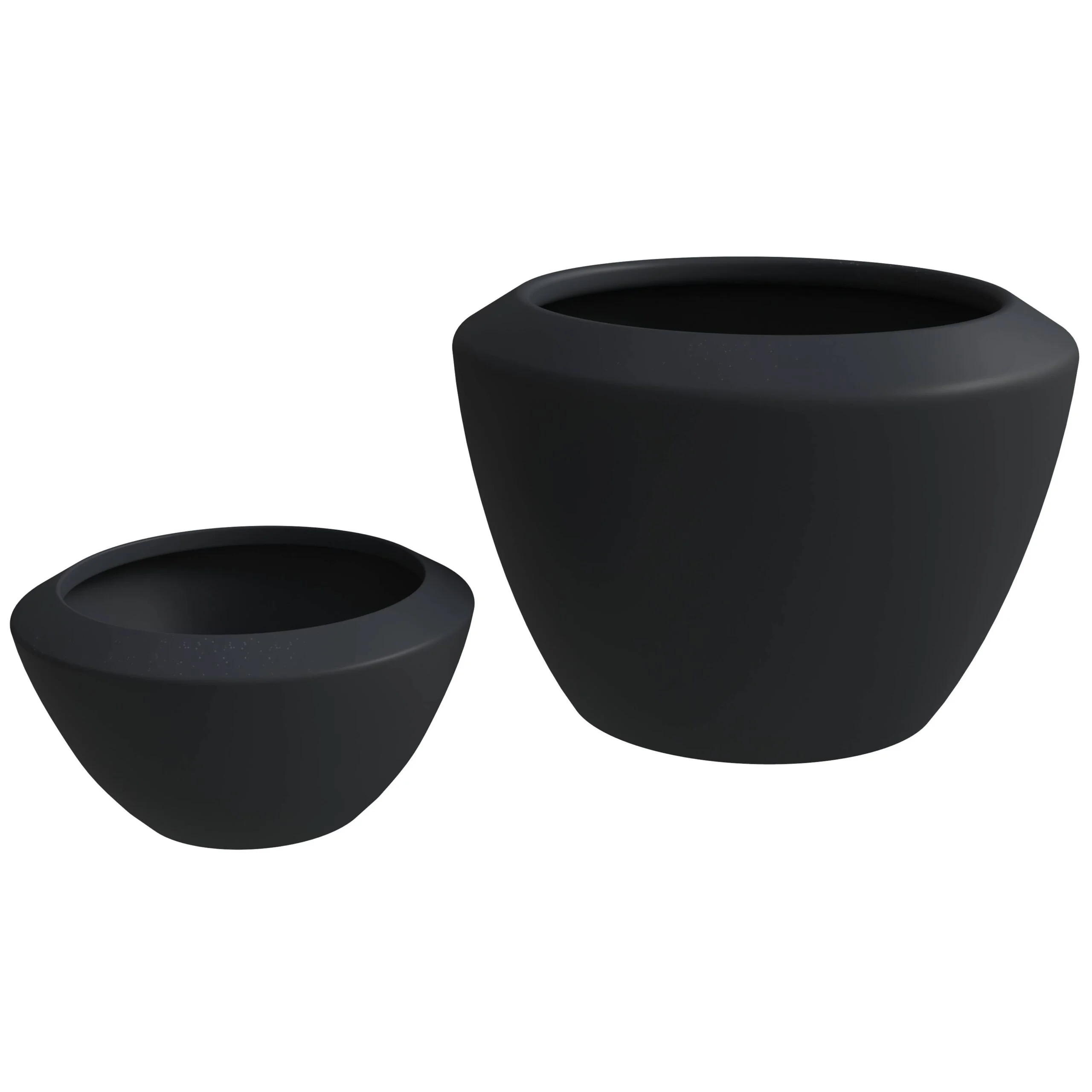 LeisureMod Vessel 2-Piece Fiberstone and MGO Clay Planter Set, Mid-Century Modern Round Planter Pot for Indoor and Outdoor Home