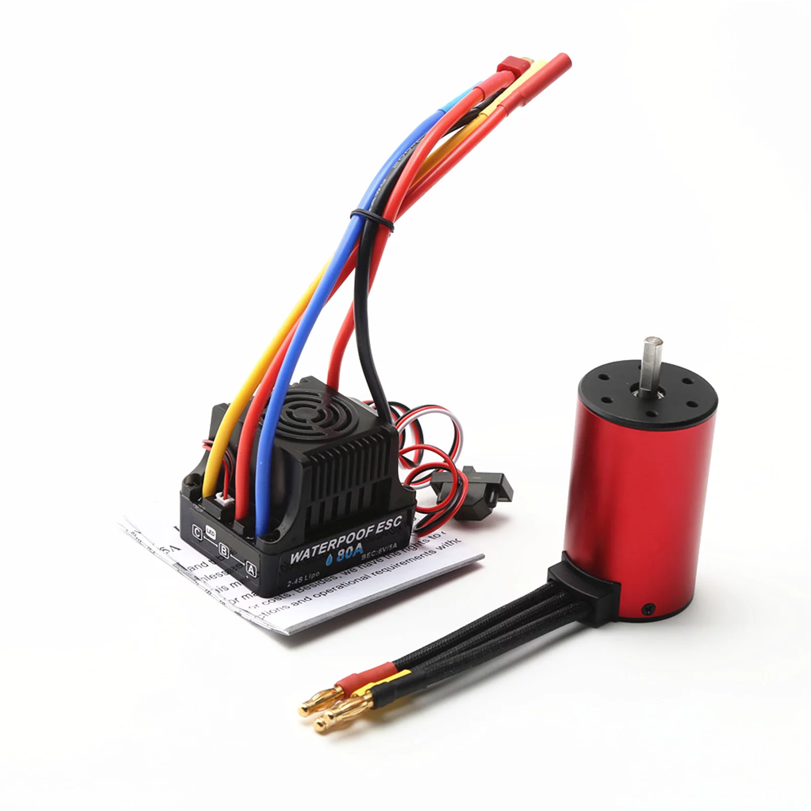 GoolRC S3660 3800KV Brushless Motor Waterproof Motor 80A ESC Programming Card Replacement for WLtoys Car Tamiya 1/8/ 1/10 Car