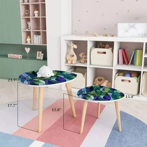 CHGBVC Small Coffee Nesting  Abstract Stained Glass Mosaic Triangle End  Center   Modern   Room Bedroom Balcony