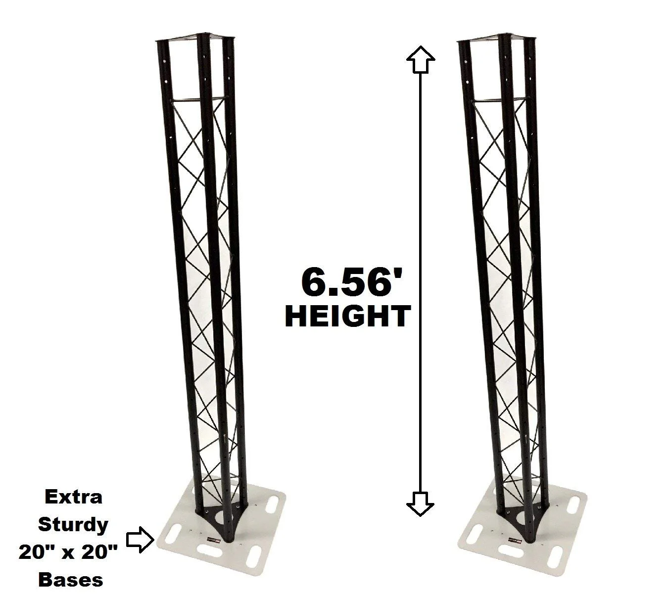Two (2) Totem 2 meter 6.56ft Black Triangle Metal Truss Tower + 20