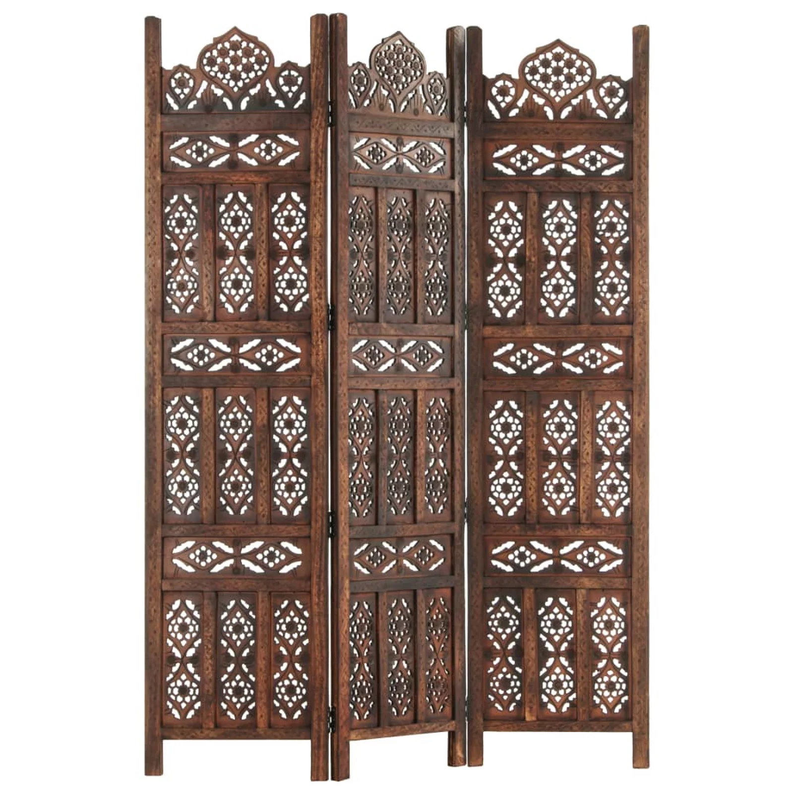 Hand carved 3-Panel Room Divider Brown 47.2