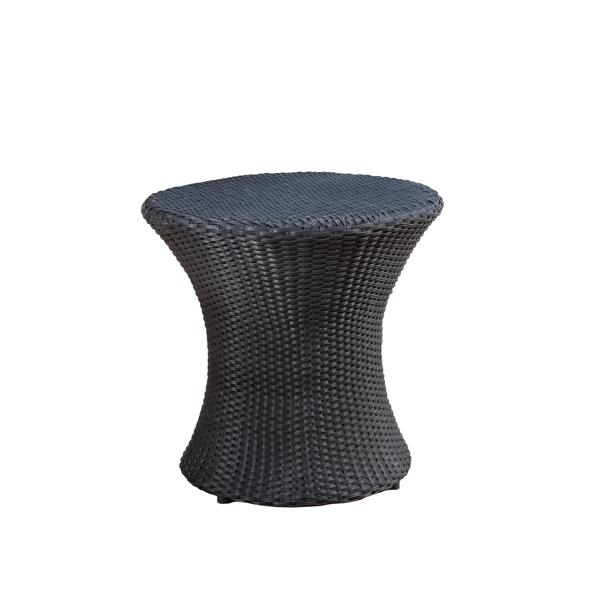 Beasley Wicker Outdoor Accent Table, Black