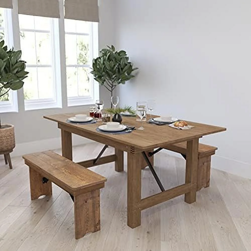 HYHBIBOOM Tinsley 40" x 12" Mahogany Solid Pine Folding Farmhouse Style Bench