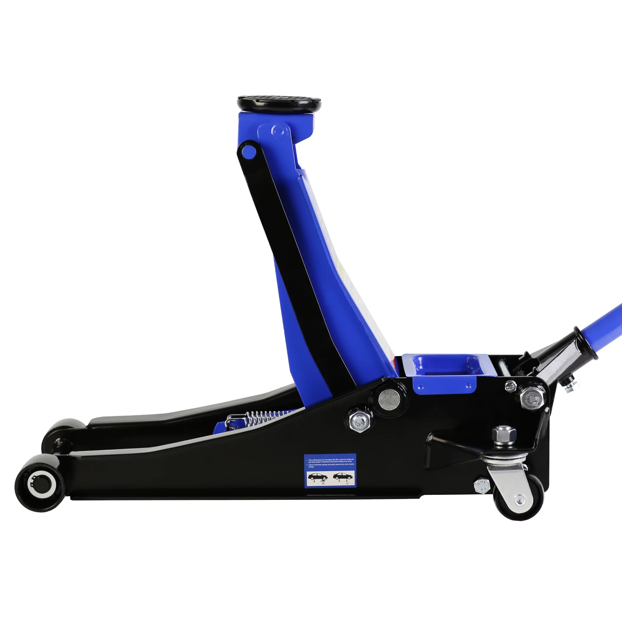 3-Ton (6600 lb) Hydraulic Low Profile Steel Racing Floor Jack with Dual Piston Quick Lift Pump, Blue, Lifting Range 3.3