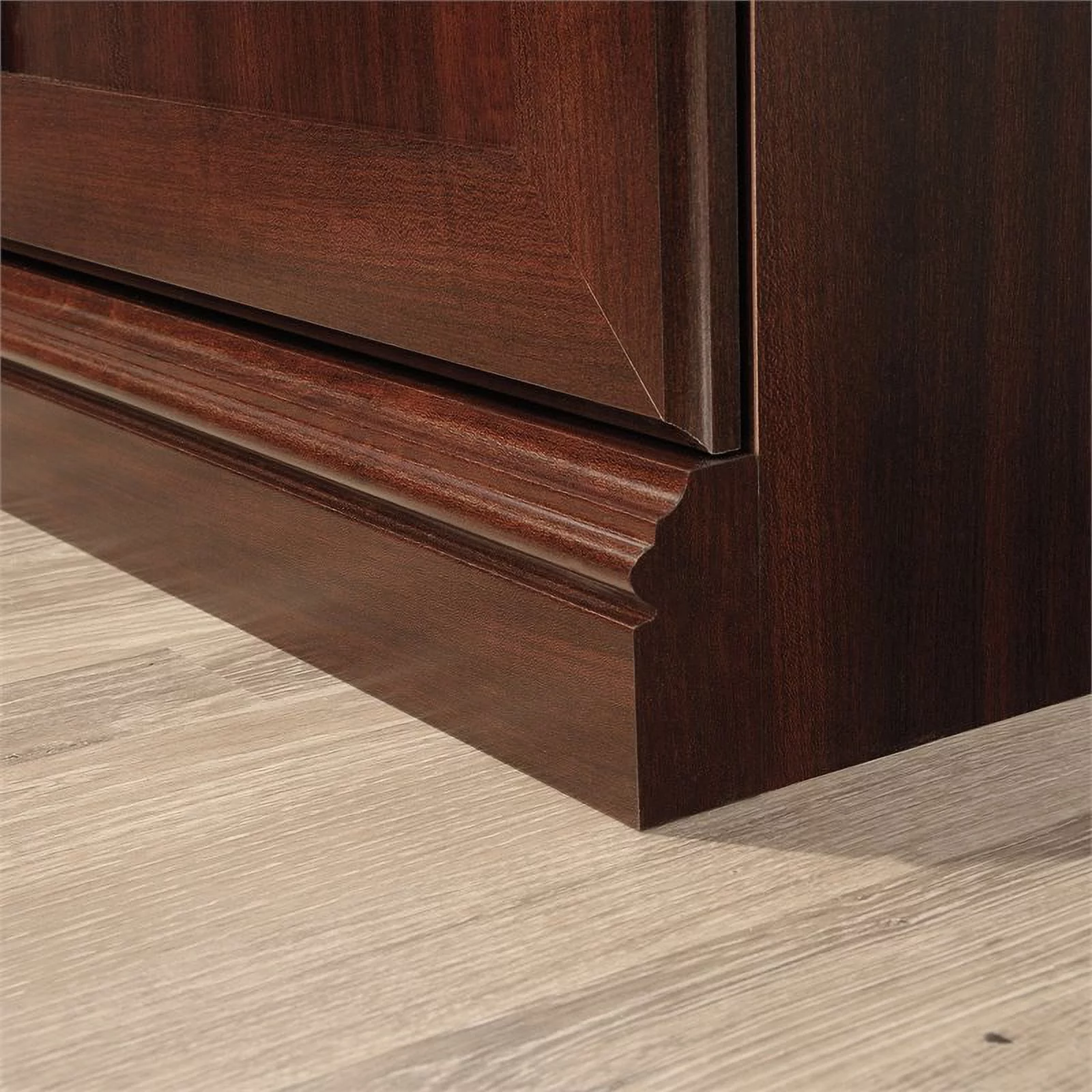 Pemberly Row 3-Shelf Modern Engineered Wood Bookcase in Cherry