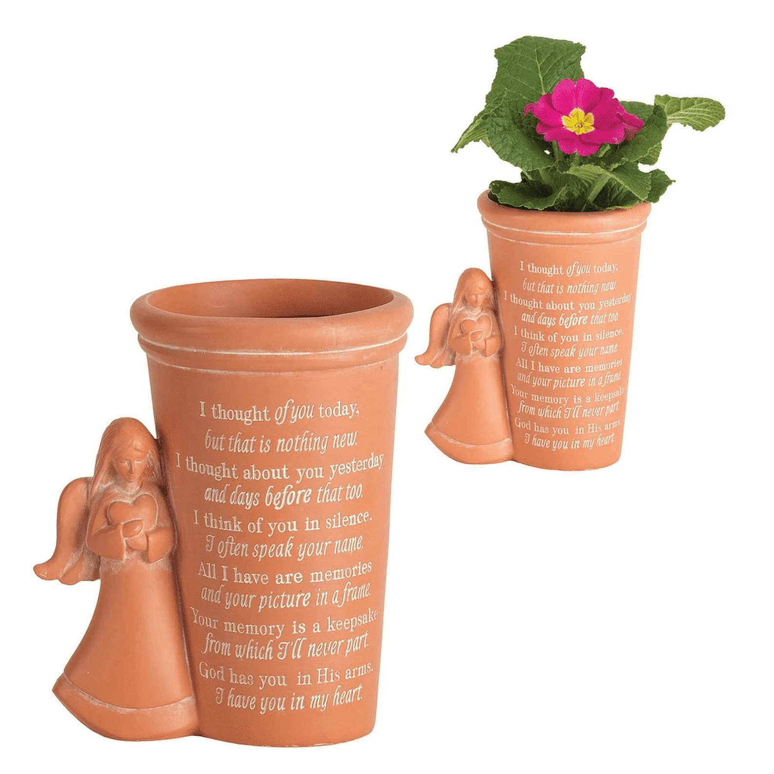 Thought Of You Burnt Orange Angel 4.25 x 5 Resin Decorative Outdoor Standing Planter Pot