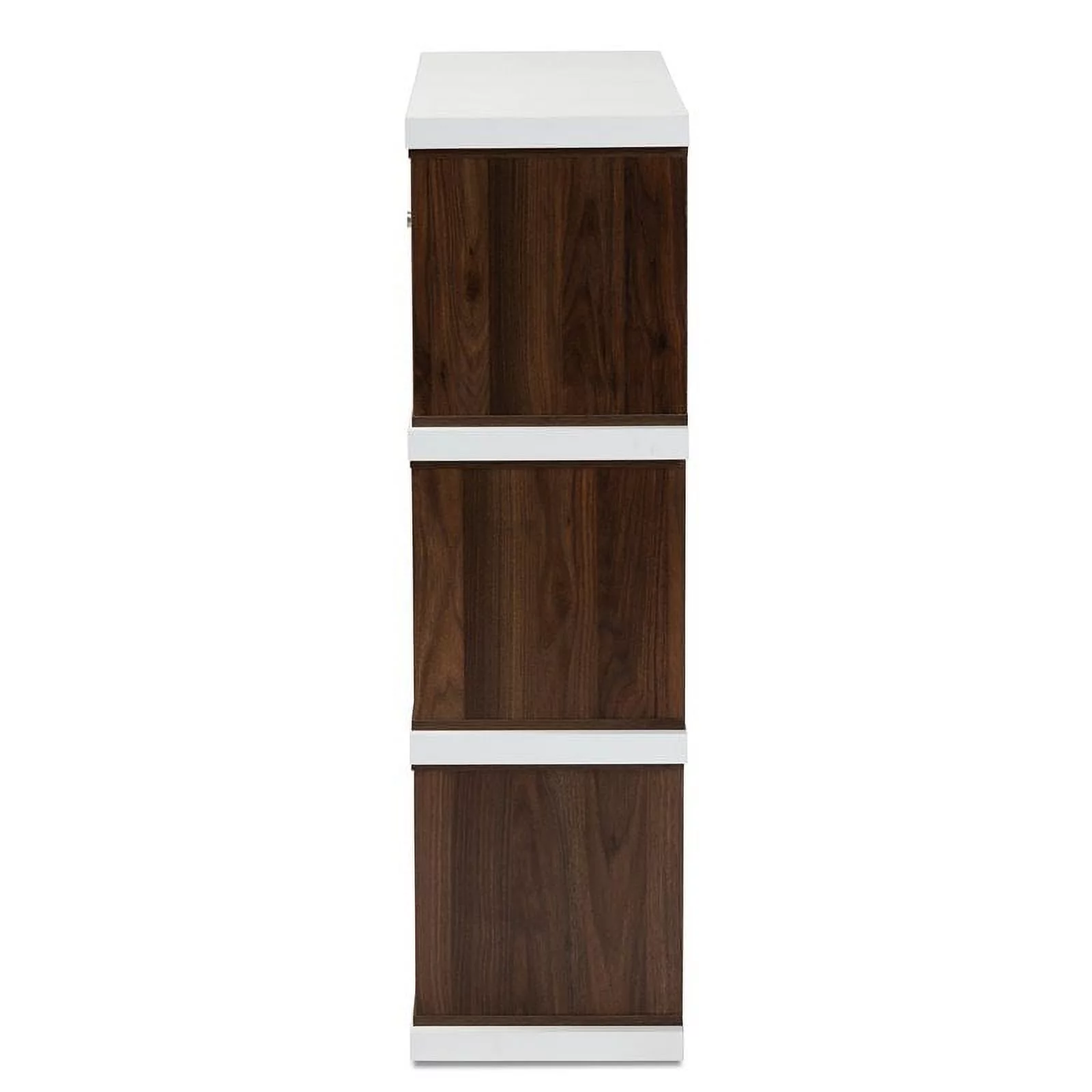 Bowery Hill Modern Two-Tone White and Walnut Finished 2-Drawer Bookcase