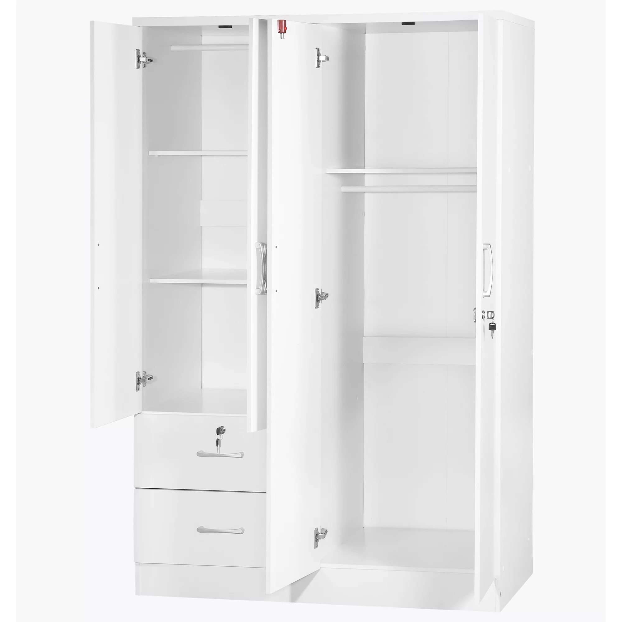 Better Home Products Luna Modern Wood 4 Doors 2 Drawers Armoire in White