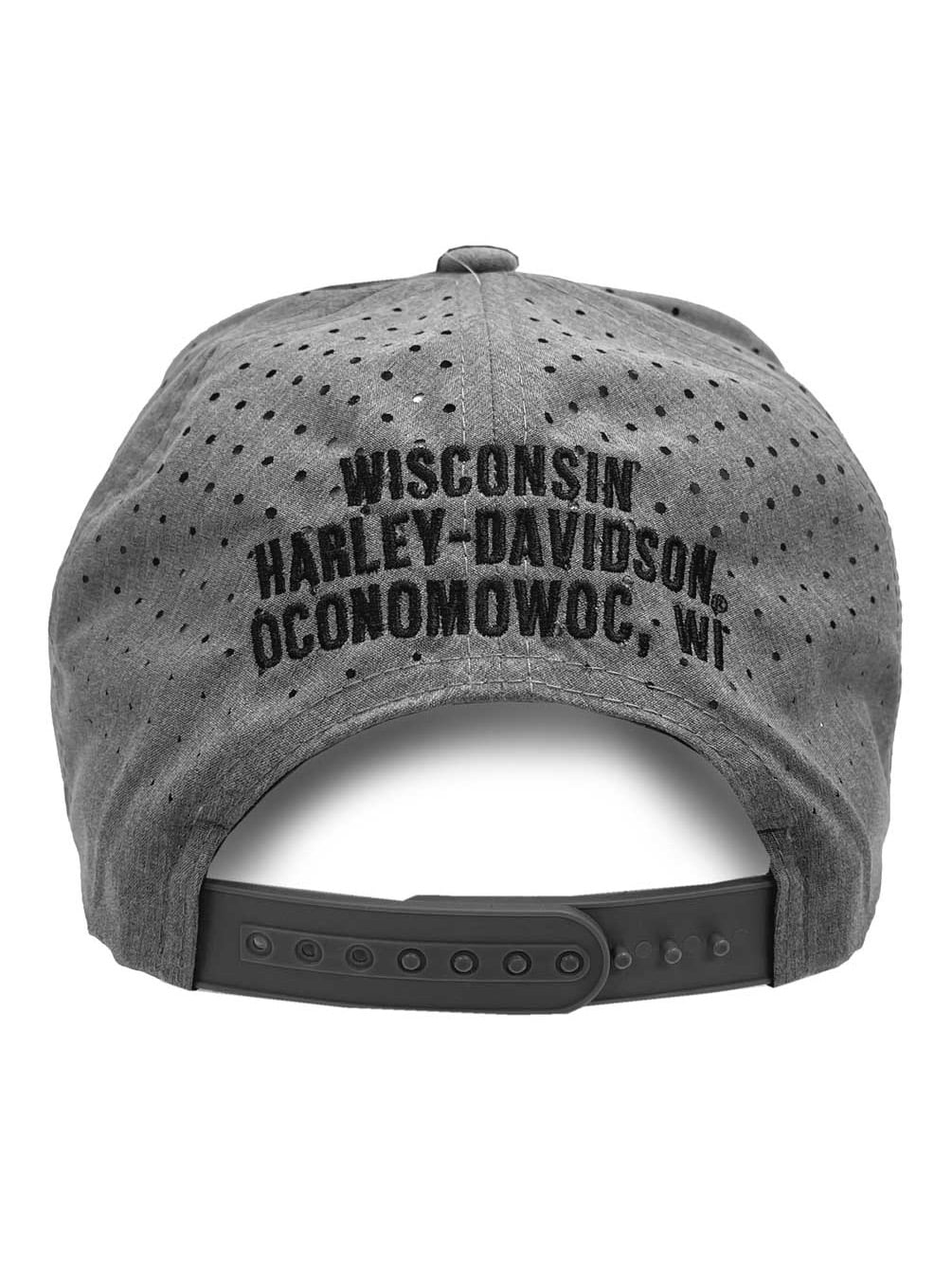 Harley-Davidson Men's Cinch Embroidered Curved Bill Snapback Baseball Cap - Gray, Harley Davidson