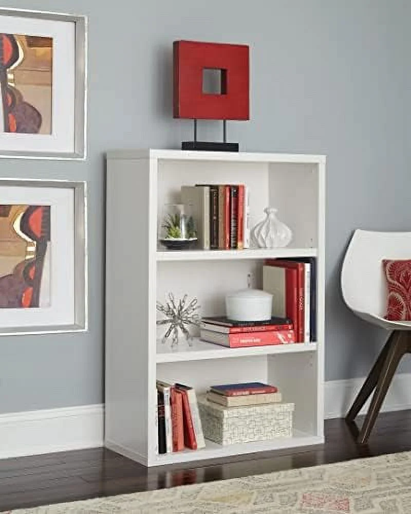 TJUNBOLIFE Bookshelf with 6  Tiers  Adjustable Shelves  Tall Bookcase Hutch  Sturdy Wood With Closed Back Panel  White Finish