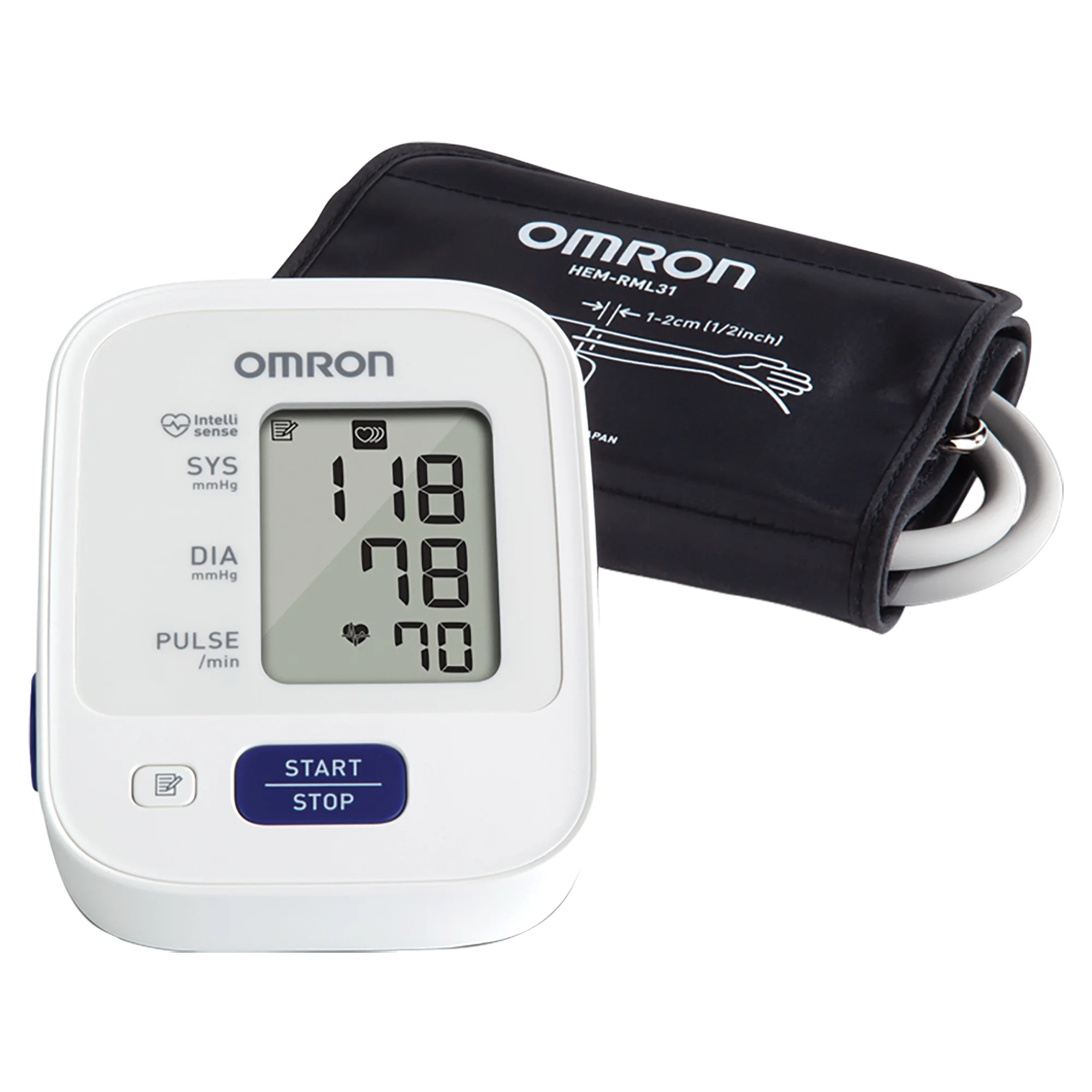Omron 3 Series Upper Arm Blood Pressure Monitor and EnviroMax AA Extra Heavy-Duty Batteries, 20 Pack, BP7100, 3300BP20