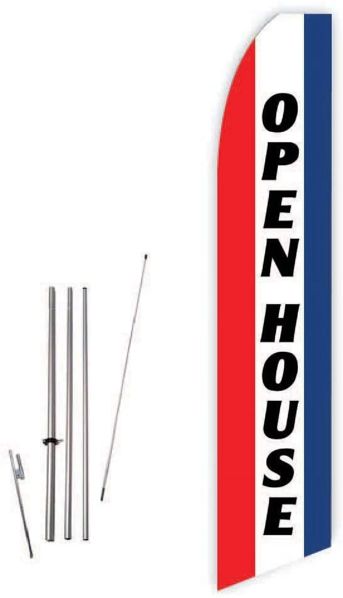 Open House Red/Blue Super Novo Swooper Feather Flag - Complete with 15ft Pole Set and Ground Spike