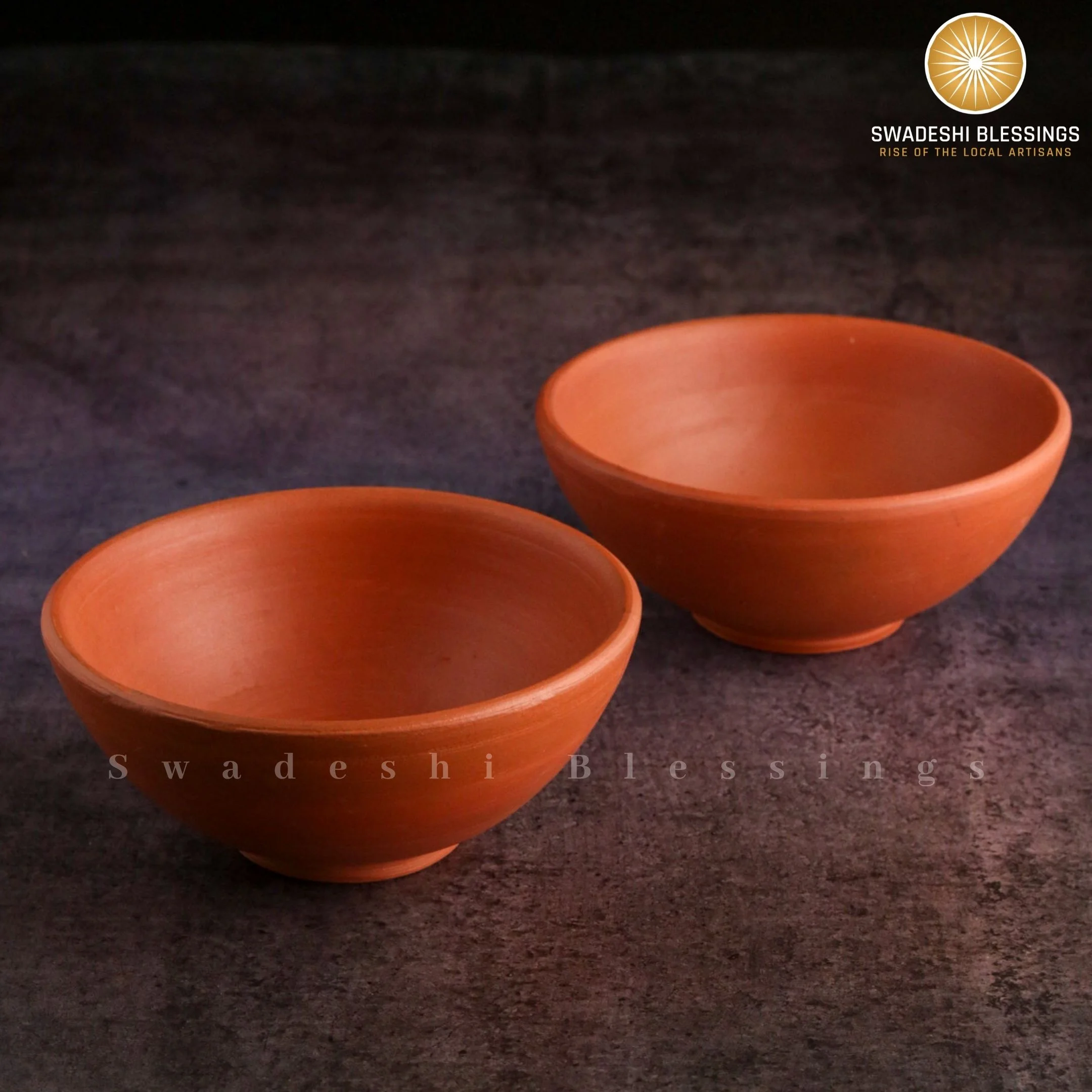 Swadeshi Blessings Unglazed Clay Serving Bowl Set of 2/ Terracotta Bowls