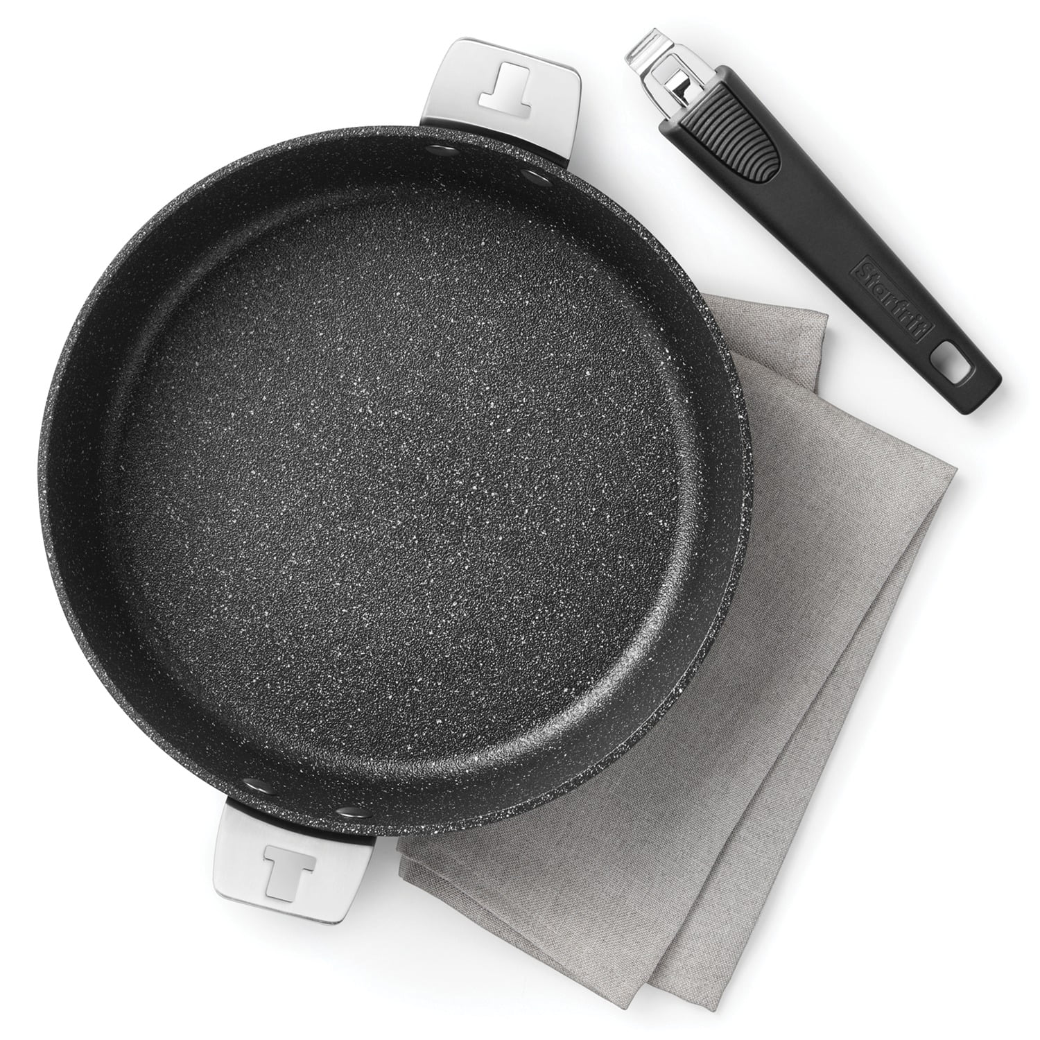 THE ROCK by Starfrit 034715-004-0000 11-Inch Fry Pan/Round Dish with T-Lock Detachable Handle